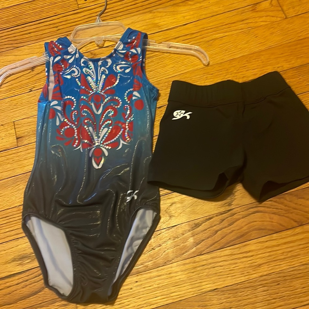 Gymnastics leotard and shorts set